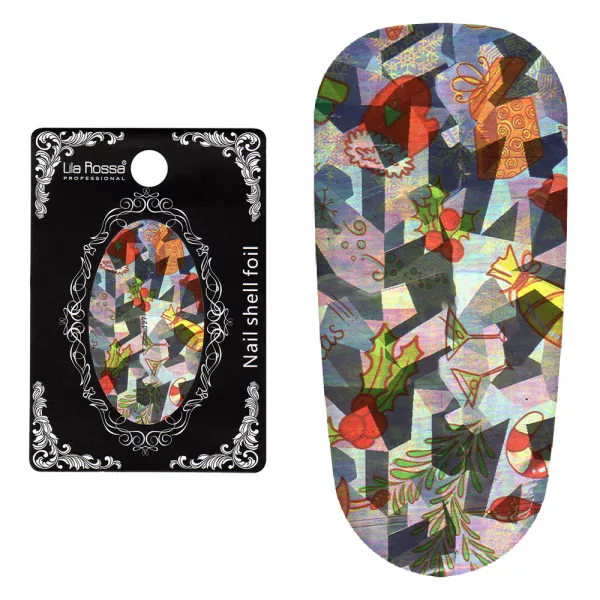 Folie decor unghii, Lila Rossa, cu adeziv, holografica, 127