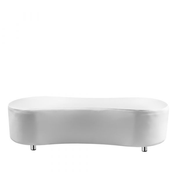 Fotoliu de asteptare salon si frizerie, piele ecologica, minimalist, alb, 160 x 47 x 47 cm