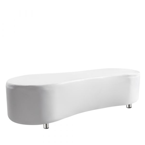 Fotoliu de asteptare salon si frizerie, piele ecologica, minimalist, alb, 160 x 47 x 47 cm