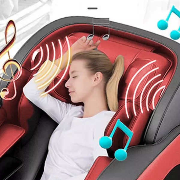 Fotoliu de masaj Royal Red, Lila Care, cu incalzire, functie bluetooth audio, display, zero gravity, piele ecologica, rosu