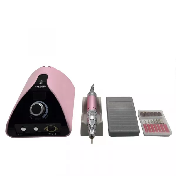 Freza unghii, pila electrica, Lila Rossa, 35000 RPM, ecran led, roz