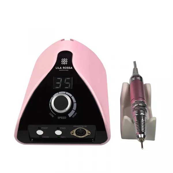 Freza unghii, pila electrica, Lila Rossa, 35000 RPM, ecran led, roz