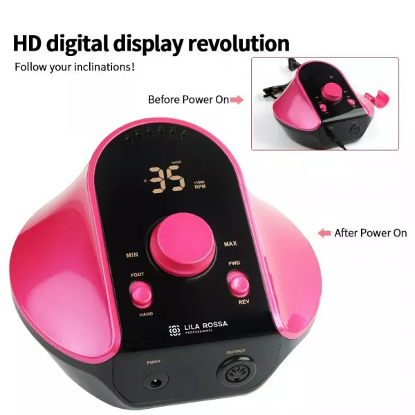 Freza unghii, pila electrica, Lila Rossa,35000 RPM, 45w, fuchsia