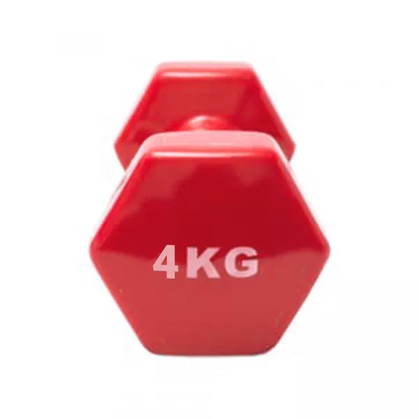 Gantera fitness Karemi, tip hexagon, de 4 kg, rosu