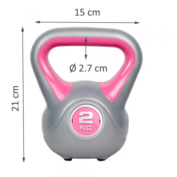 Gantera Karemi de 2 kg, kettlebell, gri/roz
