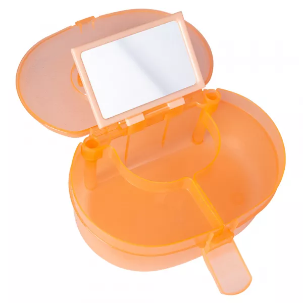 Geanta din plastic pentru cosmetice, Lila Rossa, cu oglinda, portocalie