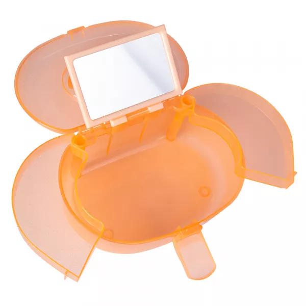 Geanta din plastic pentru cosmetice, Lila Rossa, cu oglinda, portocalie