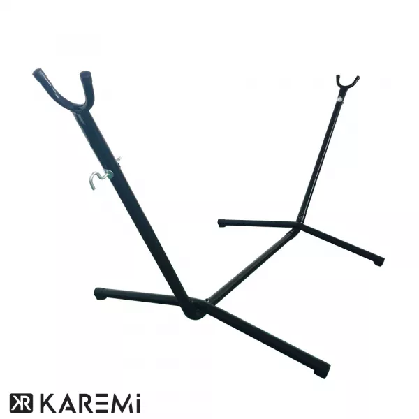 Hamac Karemi, pentru doua persoane, cu suport metalic si geanta de transport, multicolor