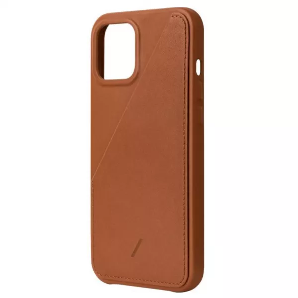 Husa din piele Native Union Clic Card pentru Iphone 12 Pro Max, tan (rosu caramiziu)