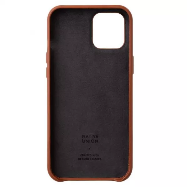 Husa din piele Native Union Clic Card pentru Iphone 12 Pro Max, tan (rosu caramiziu)