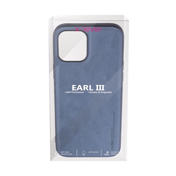 Husa de protectie Loomax, Iphone 12 Pro Max,  piele ecologica, albastru