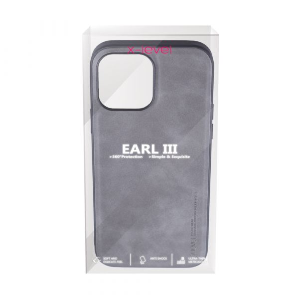 Husa de protectie Loomax, Iphone 13 Pro Max, piele ecologica, gri