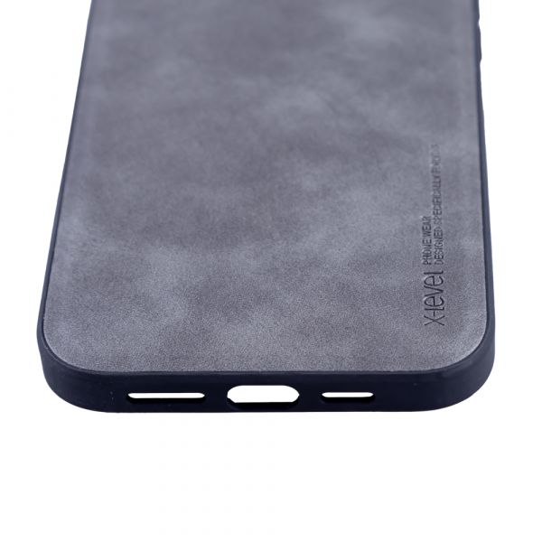 Husa de protectie Loomax, Iphone 13 Pro Max, piele ecologica, gri