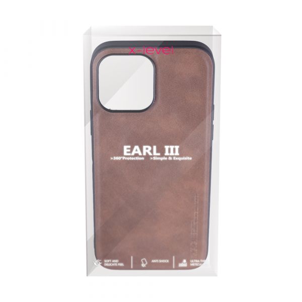 Husa de protectie Loomax, Iphone 13 Pro Max, piele ecologica, maro