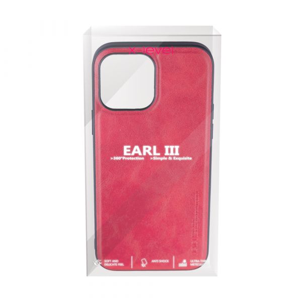 Husa de protectie Loomax, Iphone 13 Pro Max, piele ecologica, rosu