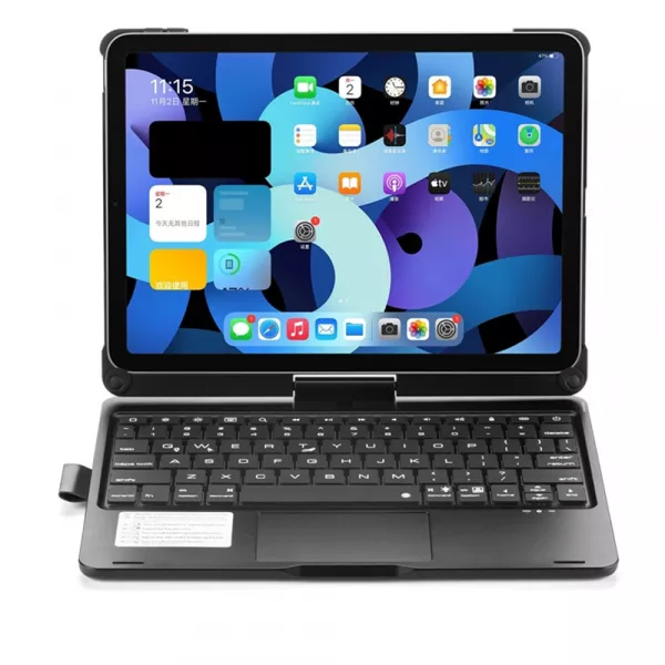 Husa Loomax tip mapa, tastatura Bluetooth, rotire 360 grade cu touchpad, neagra, 10.9/11 inch, cu 6 culori