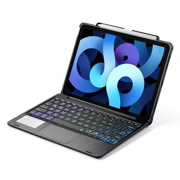 Husa Loomax tip mapa, tastatura Bluetooth, rotire 360 grade cu touchpad, neagra, 10.9/11 inch, cu 6 culori