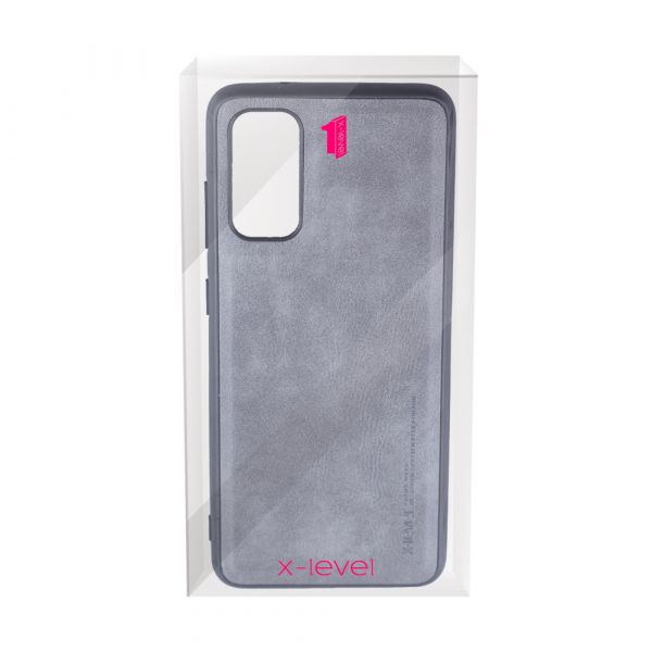 Husa Loomax de protectie pentru Samsung S20 Plus, anti-soc, din piele ecologica, subtire, gri carbune