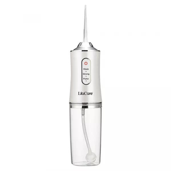 Irigator bucal profesional, dus bucal, Lila Care, Ultra-Portabil, 4 Capete Curatare, rezervor 220 ml, alb