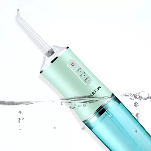 Irigator bucal profesional, dus bucal, Lila Care, Ultra-Portabil, 4 Capete Curatare, rezervor 220 ml, verde