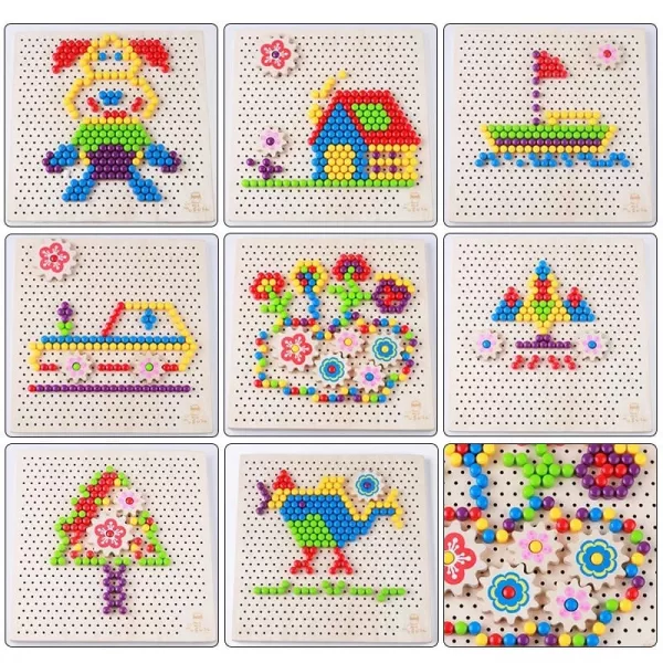 Joc educativ din lemn Karemi cu margele colorate