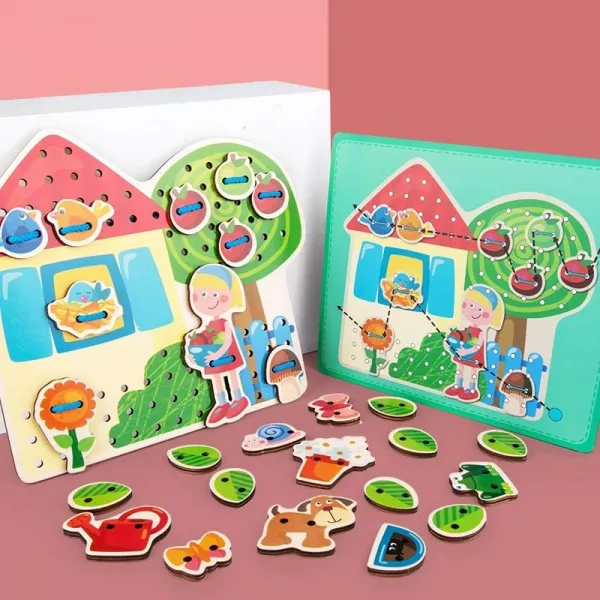 Joc de snuruit din lemn Karemi, educativ, multicolor
