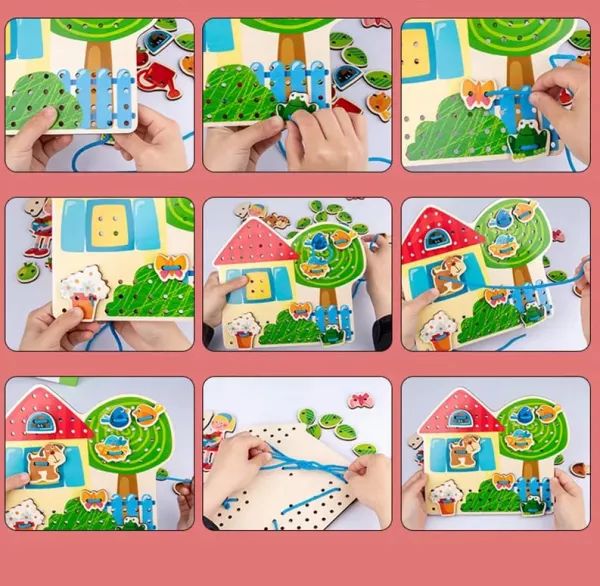 Joc de snuruit din lemn Karemi, educativ, multicolor