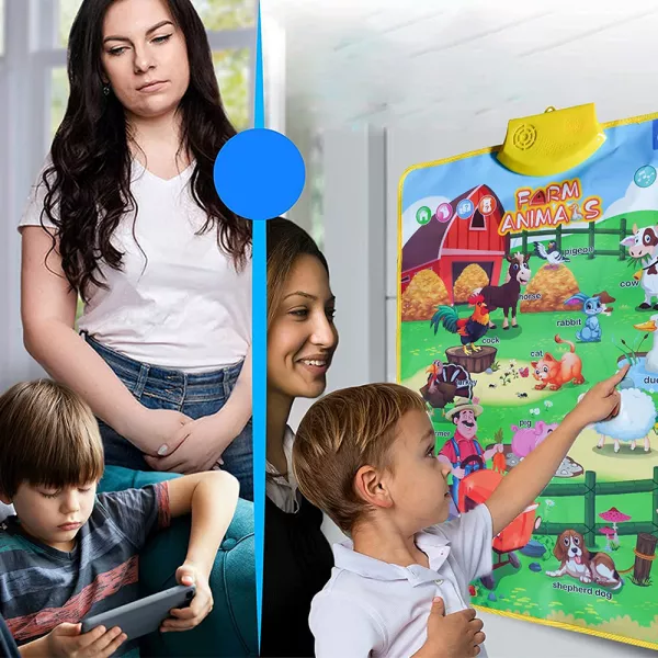  Jucarii interactive Karemi, jocuri educative audio in limba engleza, ferma animalelor, fara baterii incluse