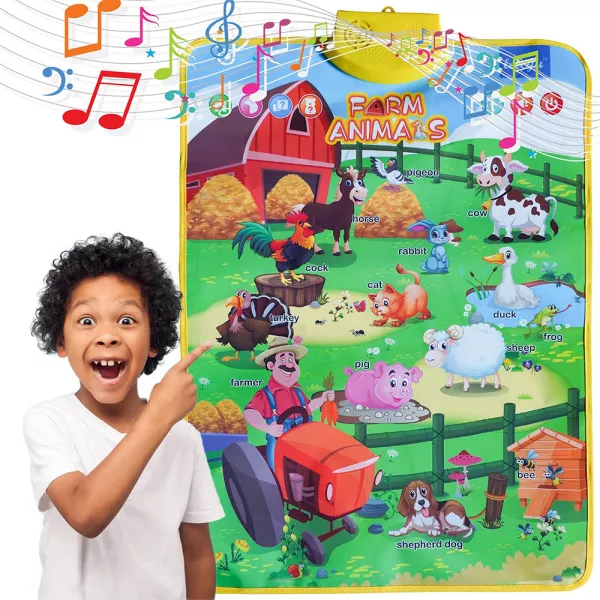  Jucarii interactive Karemi, jocuri educative audio in limba engleza, ferma animalelor, fara baterii incluse