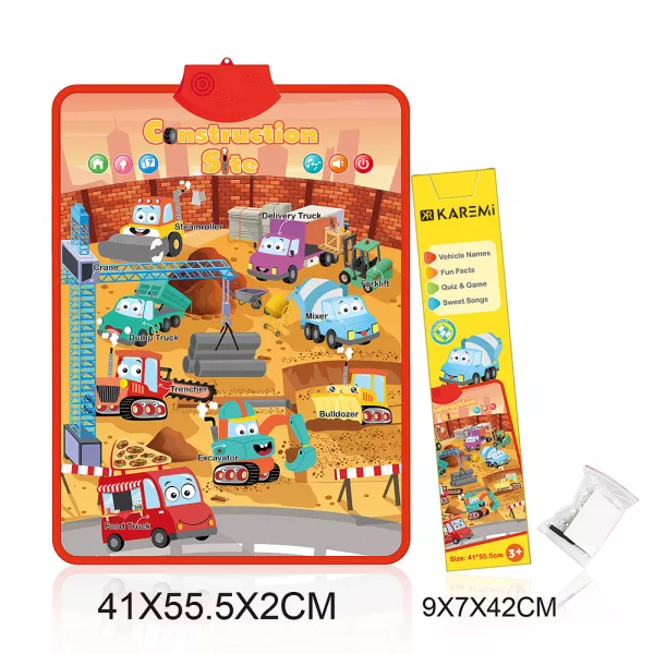 Jucarii interactive Karemi, jocuri educative audio in limba engleza, santier de constructii, fara baterii incluse
