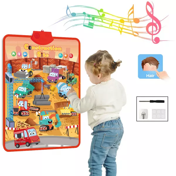 Jucarii interactive Karemi, jocuri educative audio in limba engleza, santier de constructii, fara baterii incluse