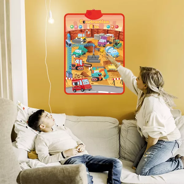 Jucarii interactive Karemi, jocuri educative audio in limba engleza, santier de constructii, fara baterii incluse
