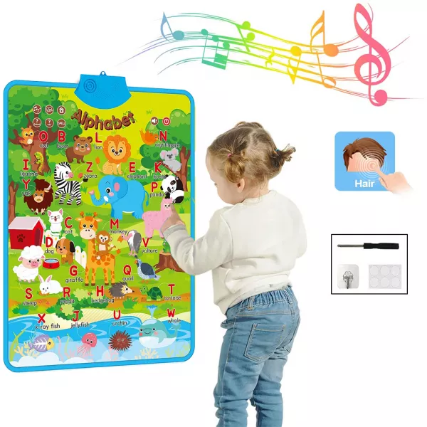 Jucarii interactive Karemi, jocuri educative audio in limba engleza, alfabetul cu animale, fara baterii incluse