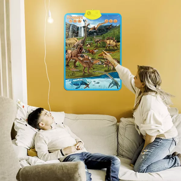 Jucarii interactive Karemi, jocuri educative audio in limba engleza, cu dinozauri, fara baterii incluse