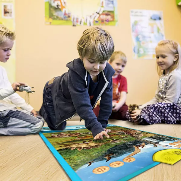 Jucarii interactive Karemi, jocuri educative audio in limba engleza, cu dinozauri, fara baterii incluse