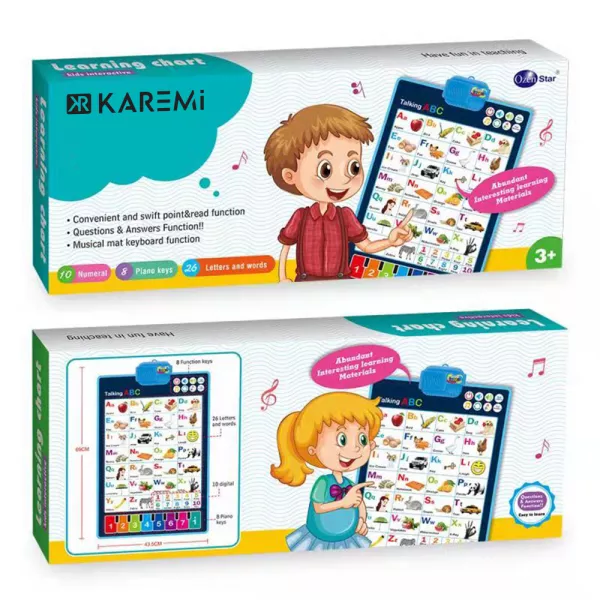 Jucarii interactive Karemi, jocuri educative audio in limba engleza, alfabetul si numerele, fara baterii incluse
