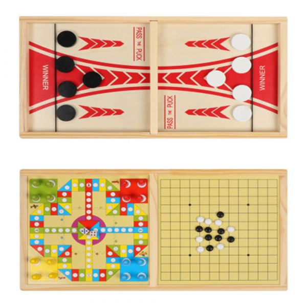Joc de societate interactiv Karemi, 3 in 1, joc de puck, gobang, joc strategie