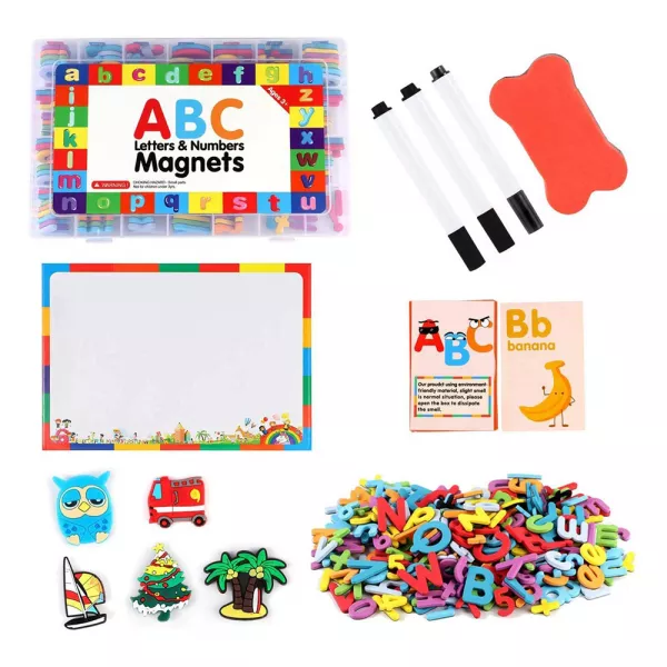 Joc educativ pentru copii Karemi, 225 piese, cu litere si cifre magnetice, multicolor