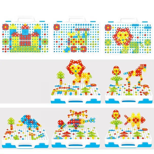 Jucarie educativa si interactiva, set bormasina Karemi, cu 237 piese, set complet constructie, multicolor