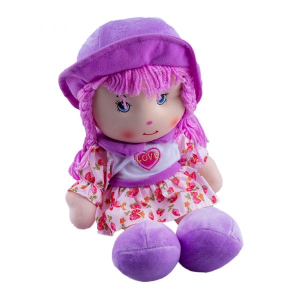 Papusa de plus Karemi, cu fusta si cosite, 35 cm, violet