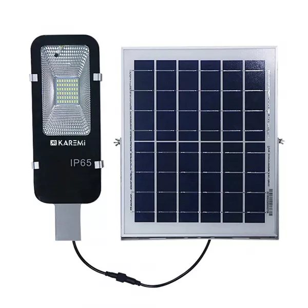 Lampa solara Karemi, stradala, 114 LED, 50W cu panou solar incorporat si telecomanda cu functii multiple