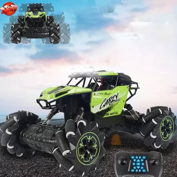 Masina off-road cu telecomanda Karemi pentru copii, amortizor soc, drifturi,catarare, cascadorii, rotatii flexibile, iluminat electric, verde