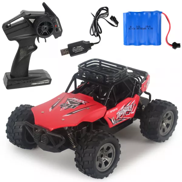 Masina off-road Karemi pentru copii, cu telecomanda, rosie, 24 x 15.5 x 10.5 cm