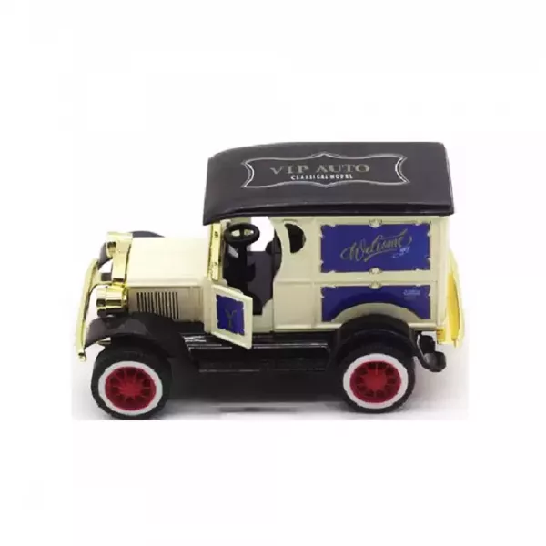 Masina de jucarie Karemi, de colectie, de epoca, cu lumini si sunete, alba, 12x6x6 cm