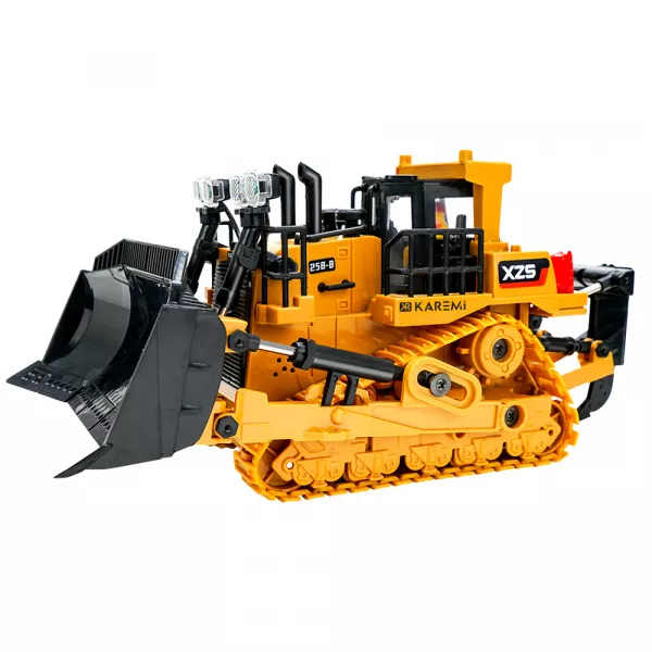 Excavator realist cu telecomanda, Karemi, 1:24, cupa din aliaj, cablu USB, galben, 011