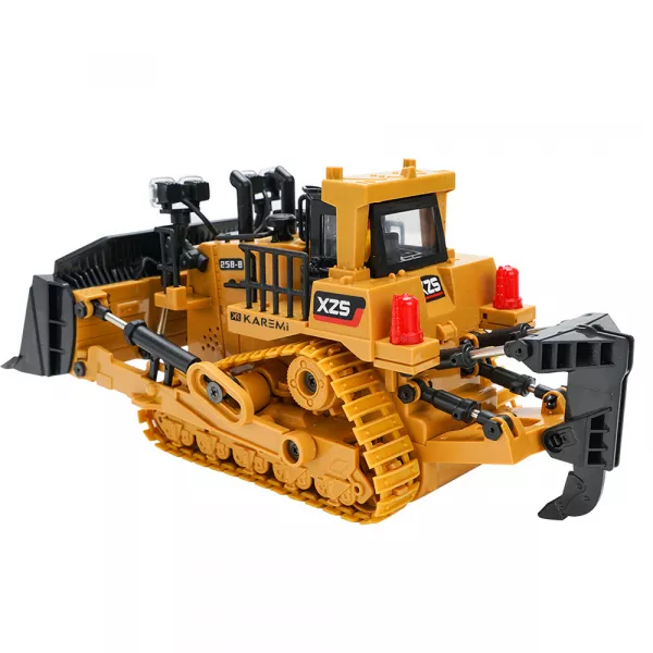 Excavator realist cu telecomanda, Karemi, 1:24, cupa din aliaj, cablu USB, galben, 011