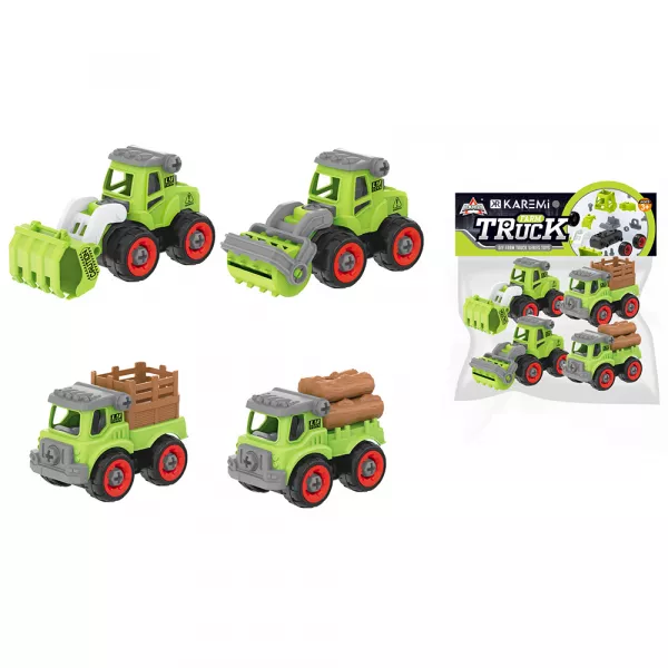 Set masini Karemi, 4 piese, model camion agricol