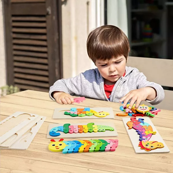 Puzzle educativ din lemn pentru copii Karemi, model peste, 30 x 12.8 x 0.6 cm