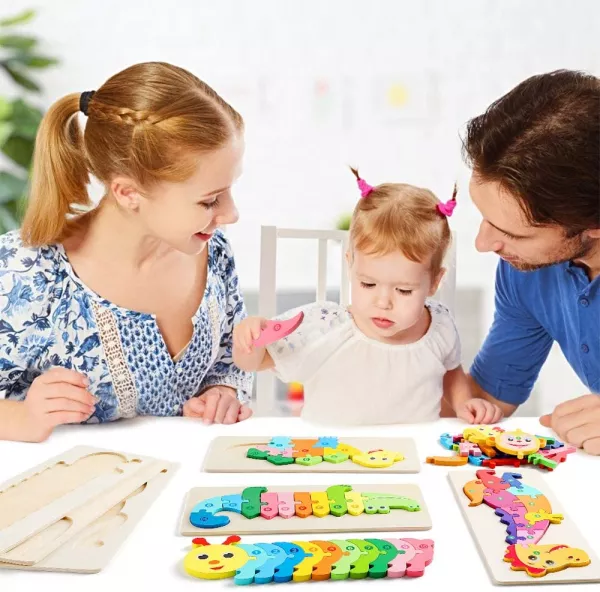 Puzzle educativ din lemn pentru copii Karemi, model peste, 30 x 12.8 x 0.6 cm