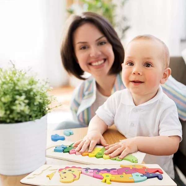 Puzzle educativ din lemn pentru copii Karemi, model maimuta, 30 x 12.8 x 0.6 cm